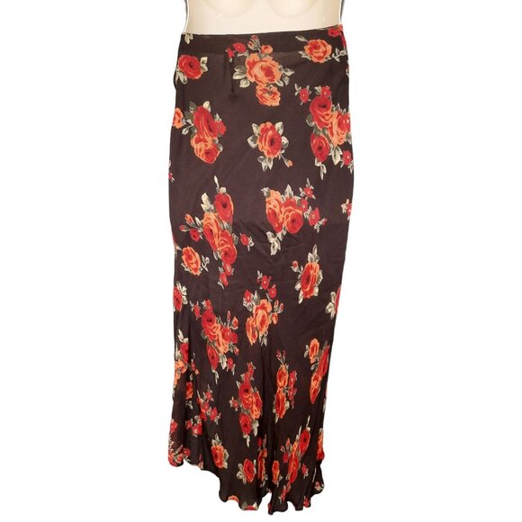 Y2K Floral Maxi Skirt Womens Size XL Brown Boho Hippie Fairy Whimsigoth Romantic - Picture 7 of 8